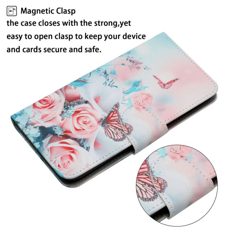 Flip Cover Xiaomi Redmi Note 11 Pro Plus 5G Buket Af Blomster Og Sommerfugle