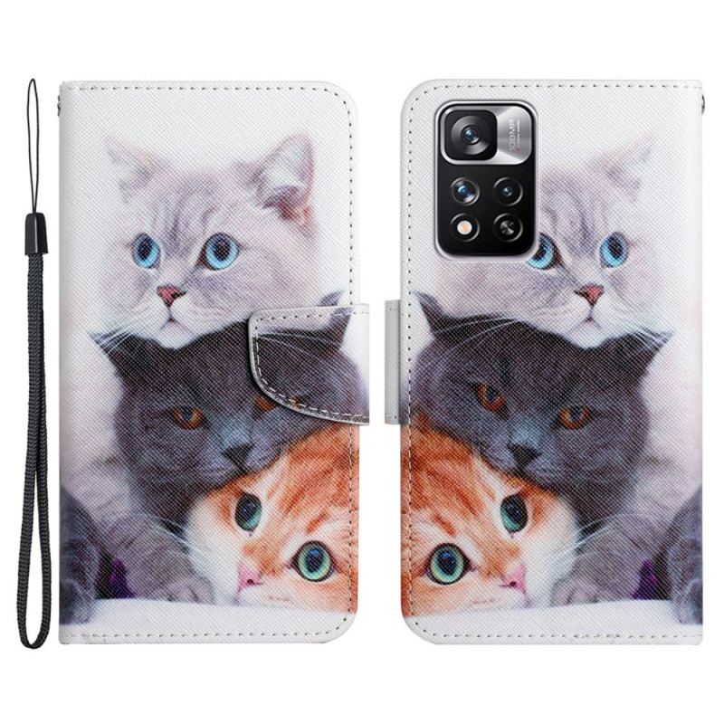 Flip Cover Xiaomi Redmi Note 11 Pro Plus 5G Bunke Af Lanyard Cats