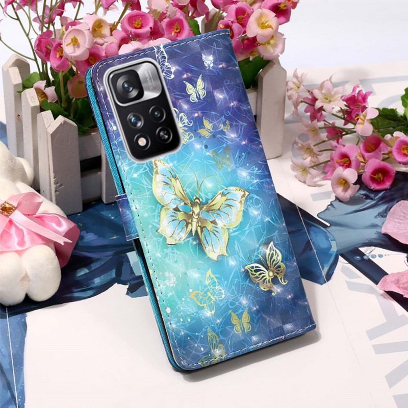 Flip Cover Xiaomi Redmi Note 11 Pro Plus 5G Gyldne Sommerfugle