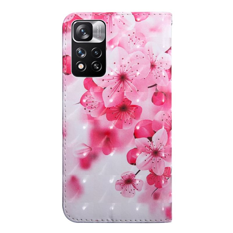 Flip Cover Xiaomi Redmi Note 11 Pro Plus 5G Lyserøde Blomster