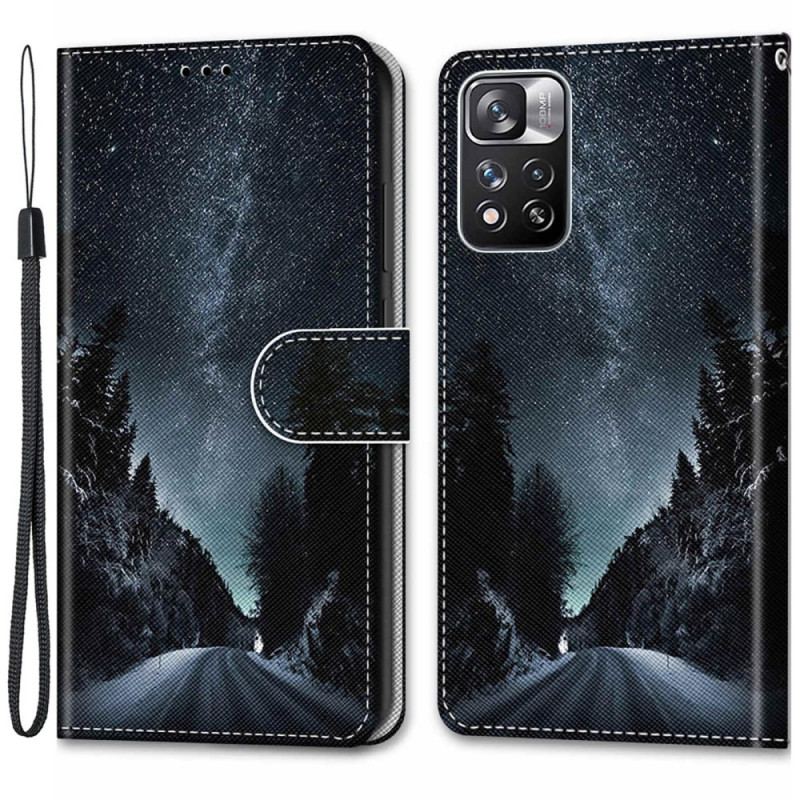 Flip Cover Xiaomi Redmi Note 11 Pro Plus 5G Med Snor Lanyard Landskab