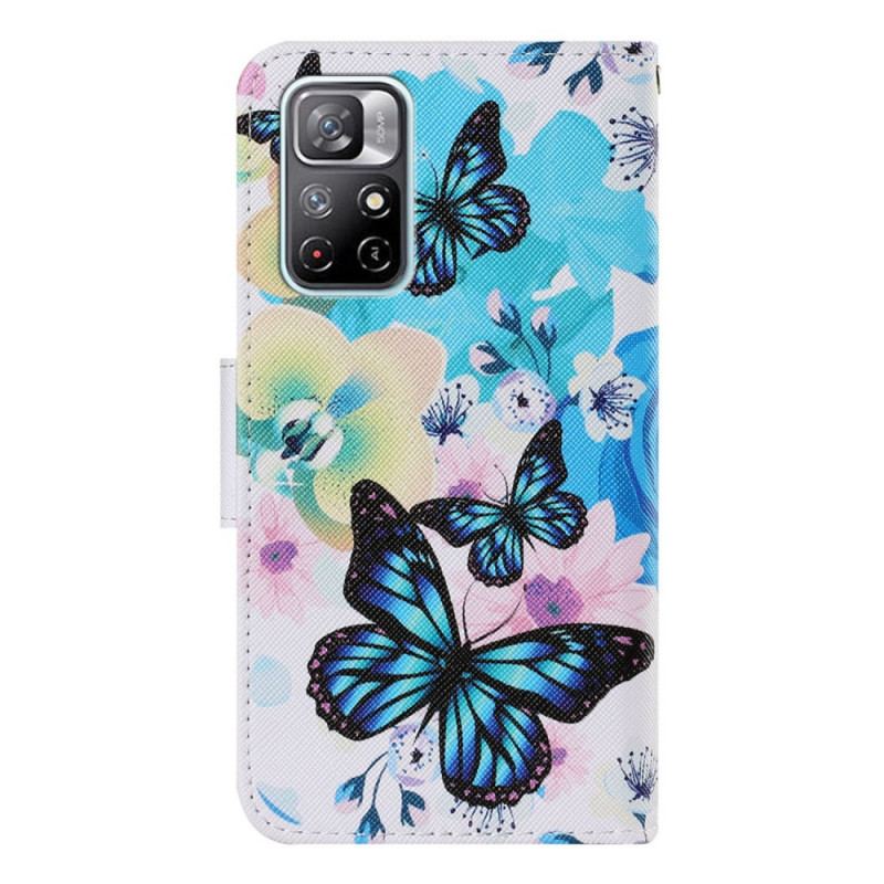 Flip Cover Xiaomi Redmi Note 11 Pro Plus 5G Sommerfugle Og Sommerblomster