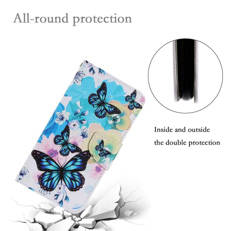 Flip Cover Xiaomi Redmi Note 11 Pro Plus 5G Sommerfugle Og Sommerblomster