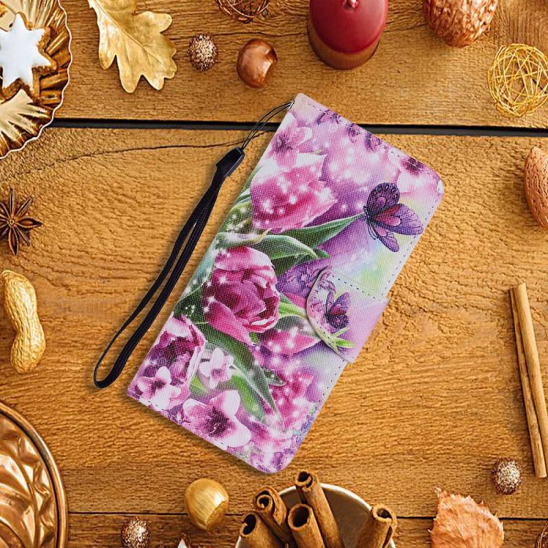 Flip Cover Xiaomi Redmi Note 11 Pro Plus 5G Sommerfugle Og Tulipaner