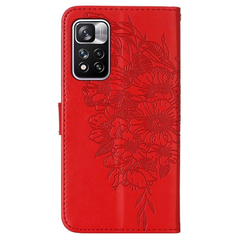 Flip Cover Xiaomi Redmi Note 11 Pro Plus 5G Sommerfugledesign Med Snor