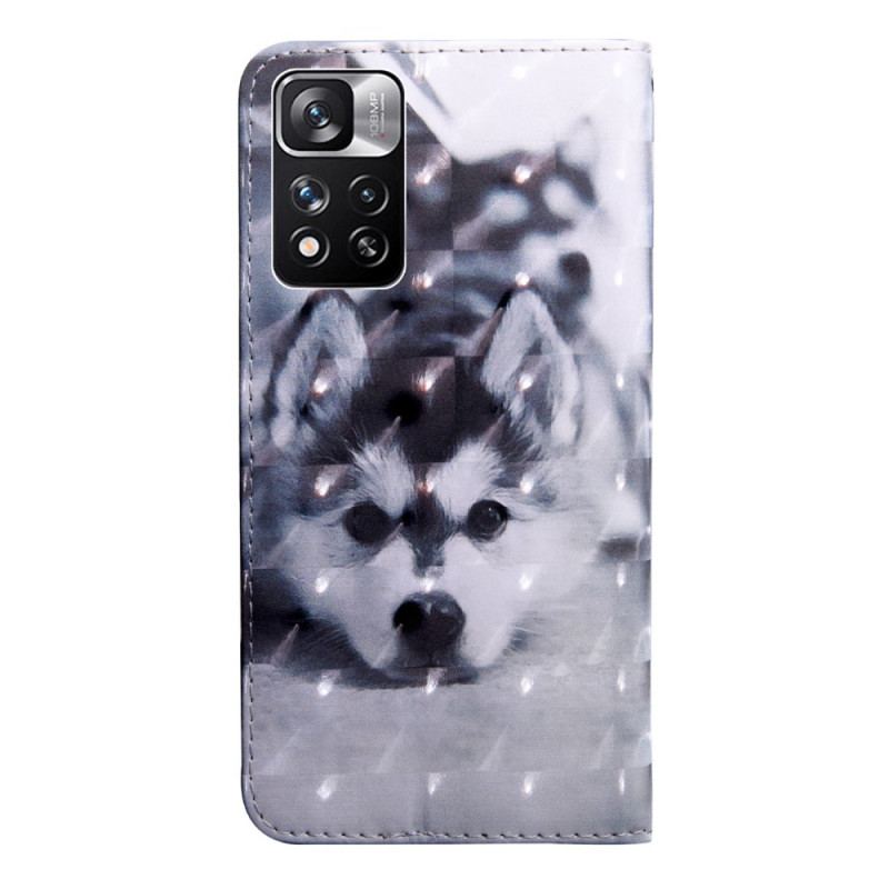 Flip Cover Xiaomi Redmi Note 11 Pro Plus 5G Sort Og Hvid Hund