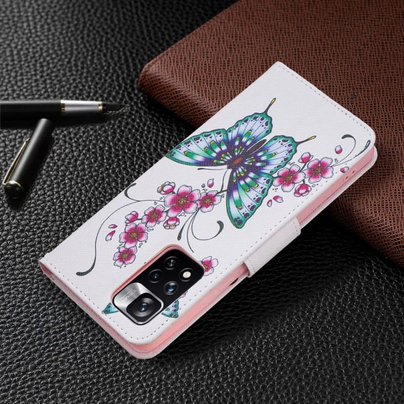 Flip Cover Xiaomi Redmi Note 11 Pro Plus 5G Stil Sommerfugle