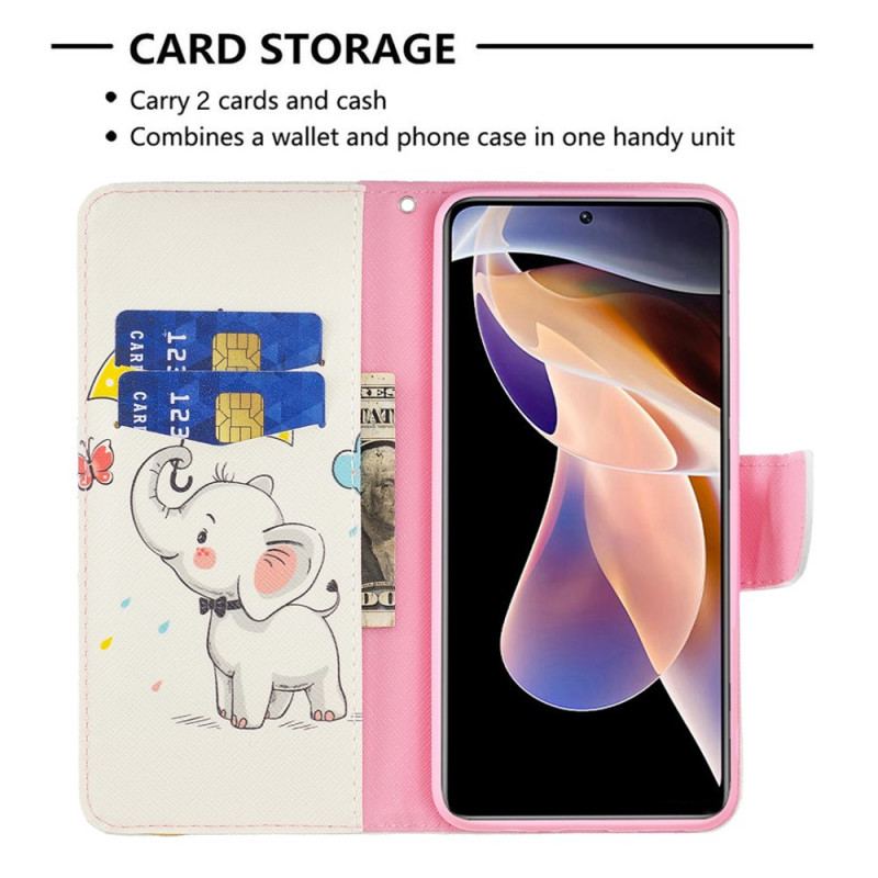 Læder Cover Xiaomi Redmi Note 11 Pro Plus 5G Baby Elefant