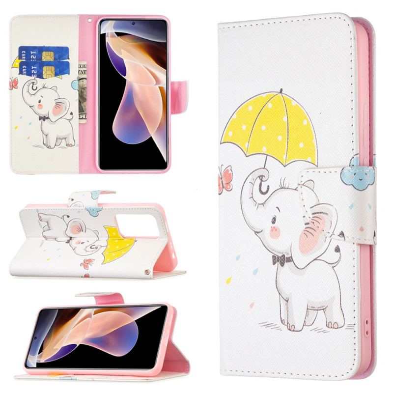 Læder Cover Xiaomi Redmi Note 11 Pro Plus 5G Baby Elefant