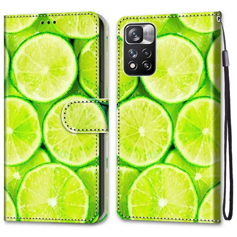 Læder Cover Xiaomi Redmi Note 11 Pro Plus 5G Limefrugter