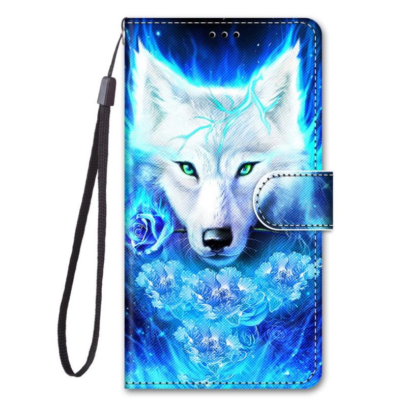 Læder Cover Xiaomi Redmi Note 11 Pro Plus 5G Med Snor Lanyard Wolf