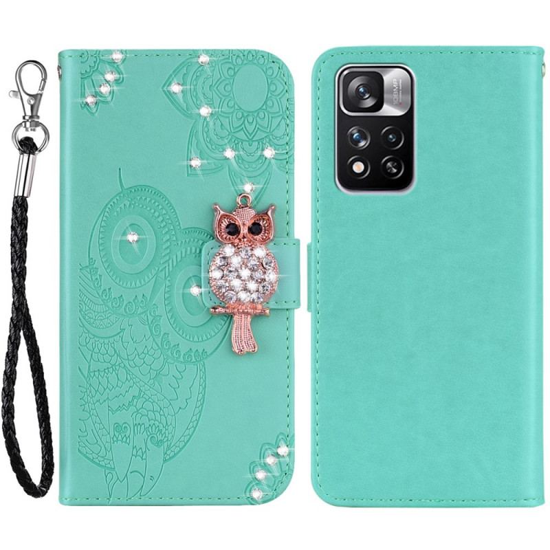 Læder Cover Xiaomi Redmi Note 11 Pro Plus 5G Ugle Mandala Og Charm