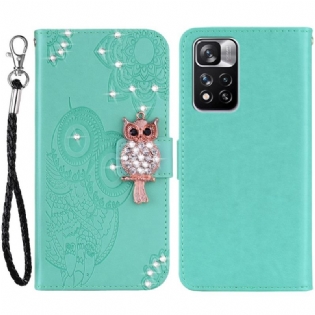 Læder Cover Xiaomi Redmi Note 11 Pro Plus 5G Ugle Mandala Og Charm