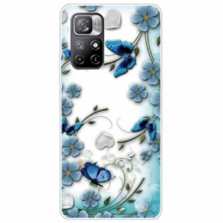 Mobilcover Xiaomi Redmi Note 11 Pro Plus 5G Blå Blomster Og Sommerfugle