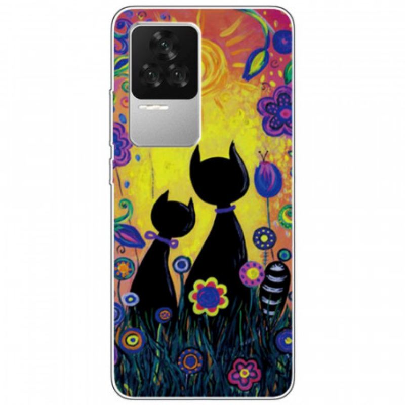 Cover Poco F4 Silikone Cats Grafik