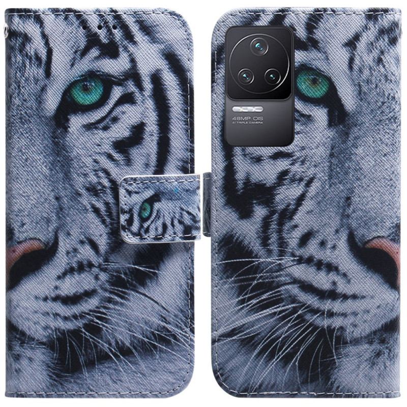 Flip Cover Poco F4 Hvid Tiger