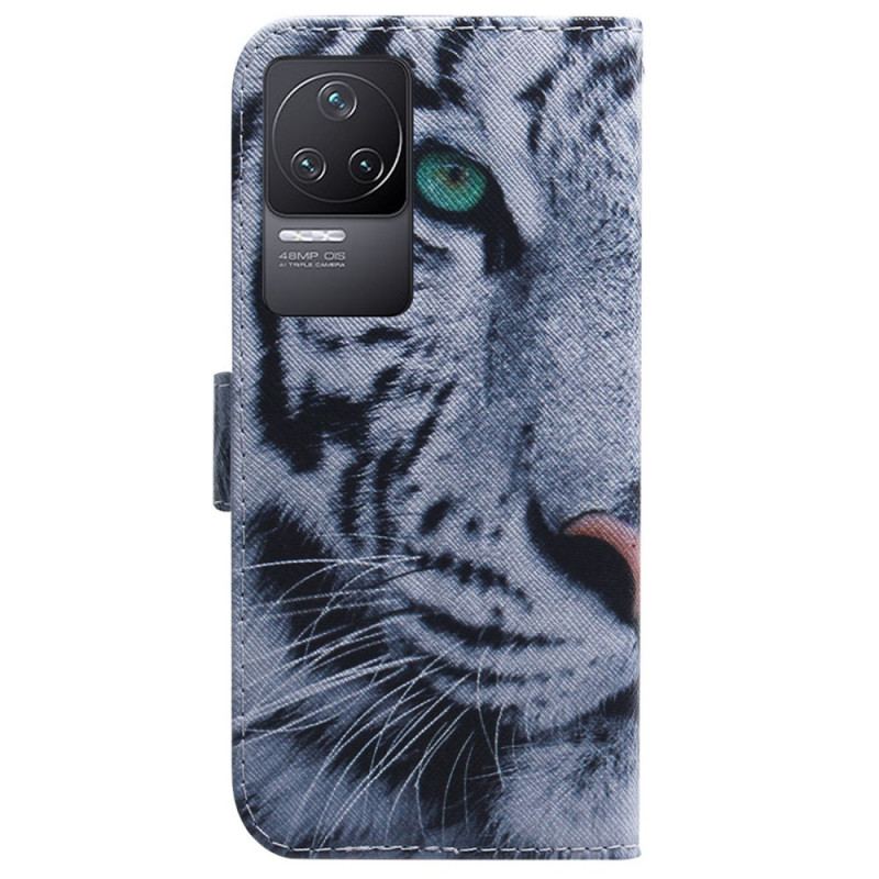 Flip Cover Poco F4 Hvid Tiger