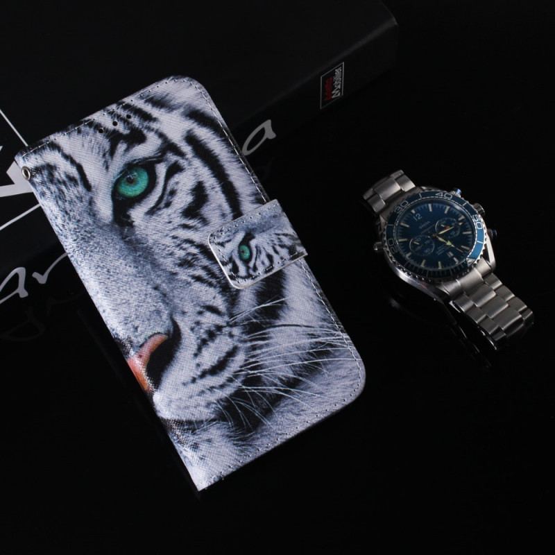 Flip Cover Poco F4 Hvid Tiger