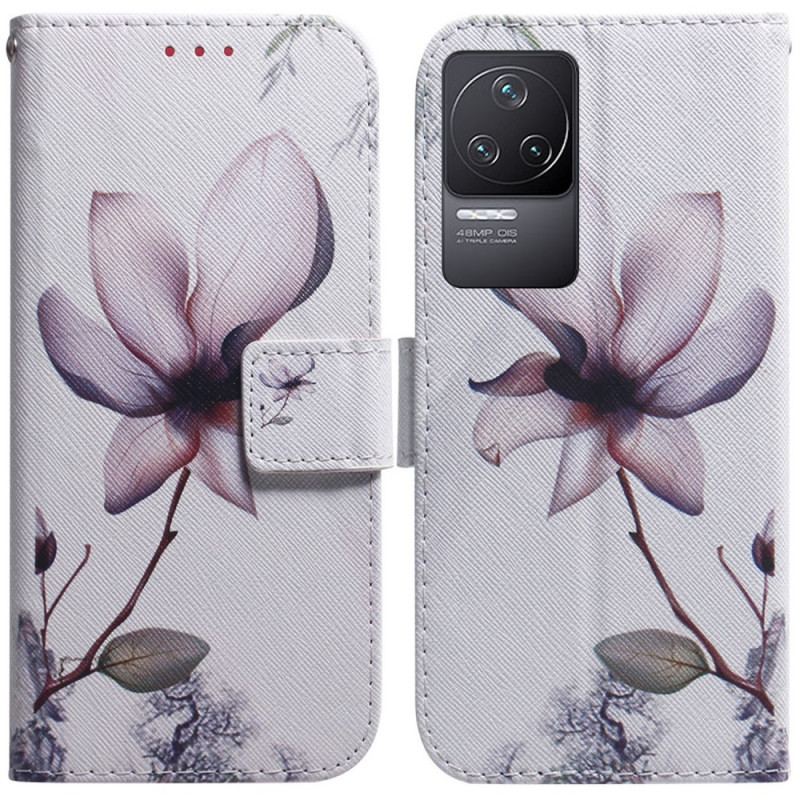 Læder Cover Poco F4 Pink Flower Panda