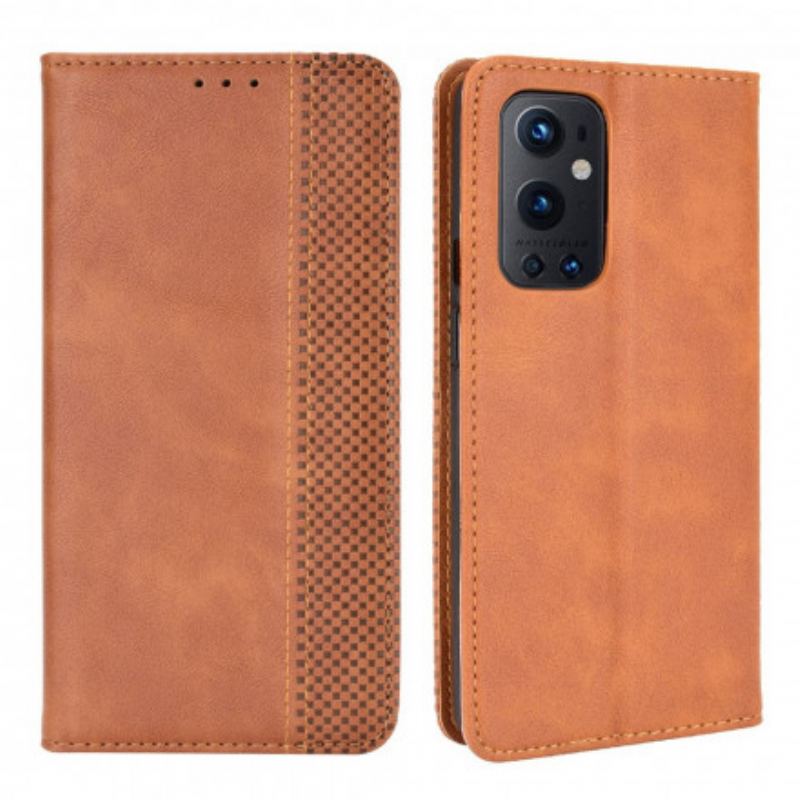 Cover OnePlus 9 Pro Flip Cover Stiliseret Vintage Lædereffekt