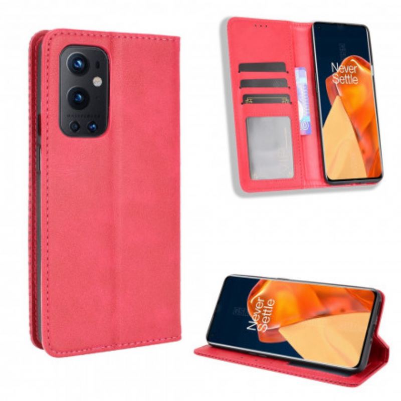 Cover OnePlus 9 Pro Flip Cover Stiliseret Vintage Lædereffekt