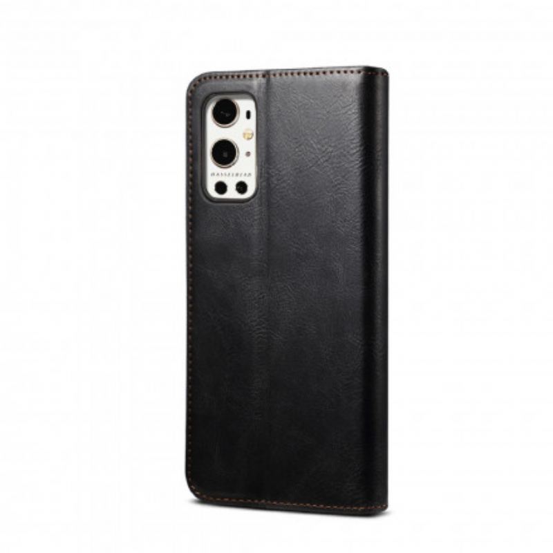 Cover OnePlus 9 Pro Flip Cover Voksbehandlet Kunstlæder