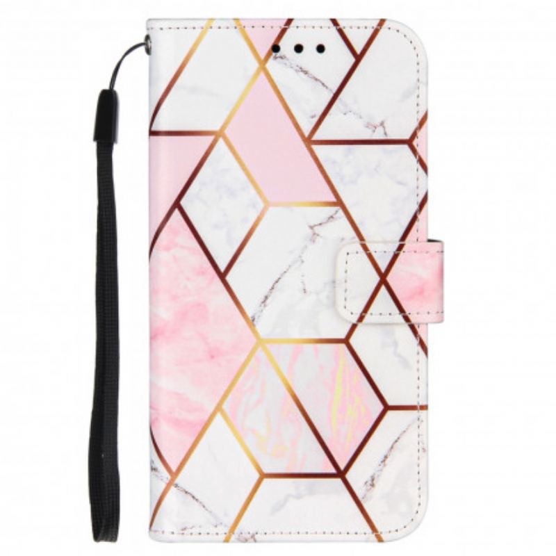 Flip Cover OnePlus 9 Pro Med Snor Stribet Geometrisk Marmor