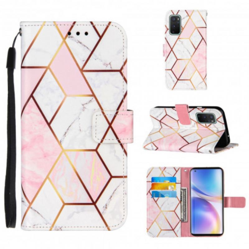 Flip Cover OnePlus 9 Pro Med Snor Stribet Geometrisk Marmor