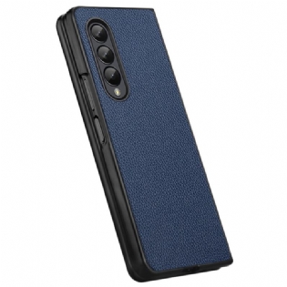 Cover Samsung Galaxy Z Fold 4 Litchi Ægte Læder