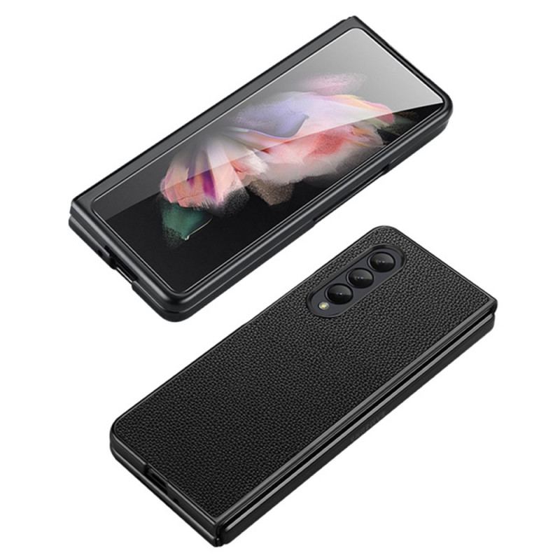 Cover Samsung Galaxy Z Fold 4 Litchi Ægte Læder