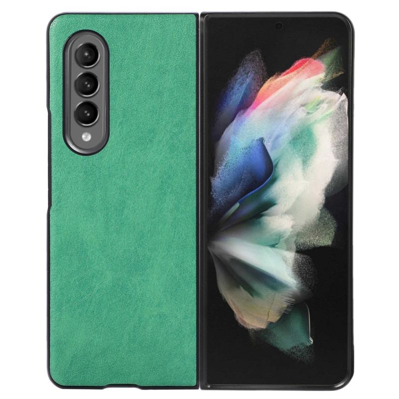 Cover Samsung Galaxy Z Fold 4 Tofarvet Imiteret Læder Tekstureret