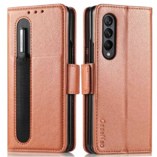 Flip Cover Samsung Galaxy Z Fold 4 Caseneo Litchi-pen I Imiteret Læder