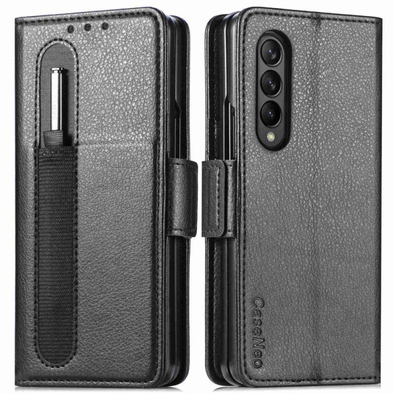 Flip Cover Samsung Galaxy Z Fold 4 Caseneo Litchi-pen I Imiteret Læder