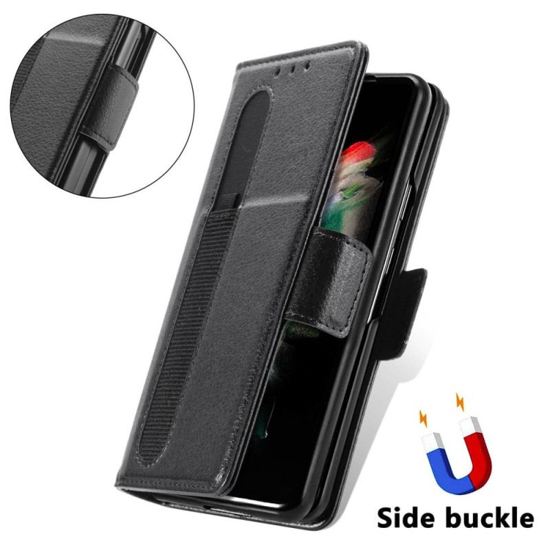 Flip Cover Samsung Galaxy Z Fold 4 Caseneo Litchi-pen I Imiteret Læder