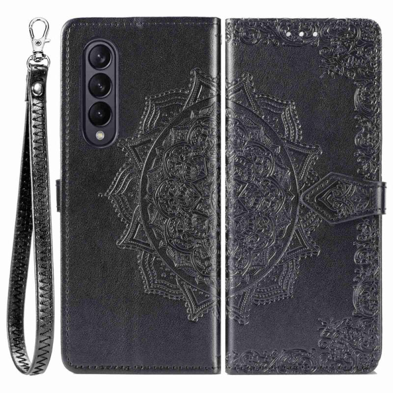 Flip Cover Samsung Galaxy Z Fold 4 Med Snor Middelalderlig Strappy Mandala