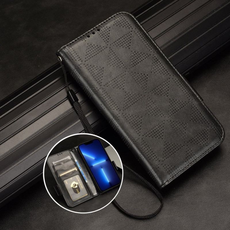 Flip Cover Samsung Galaxy Z Fold 4 Mønster Perforerede Trekanter Lanyard