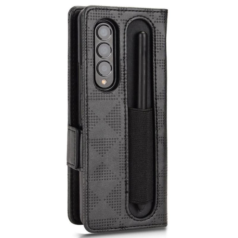 Flip Cover Samsung Galaxy Z Fold 4 Mønster Perforerede Trekanter Lanyard