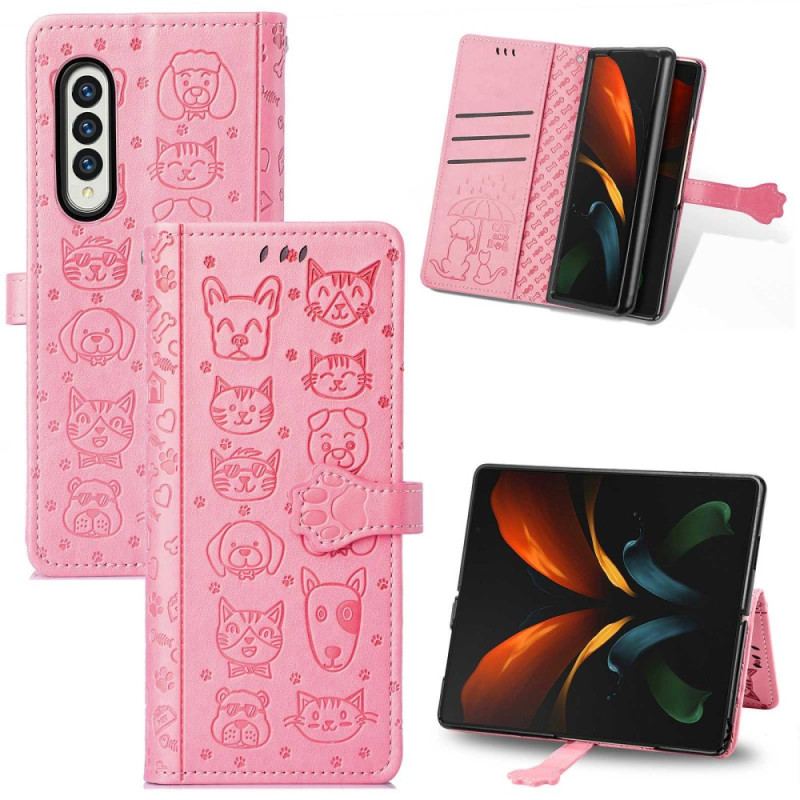 Flip Cover Samsung Galaxy Z Fold 4 Som Hund Og Kat