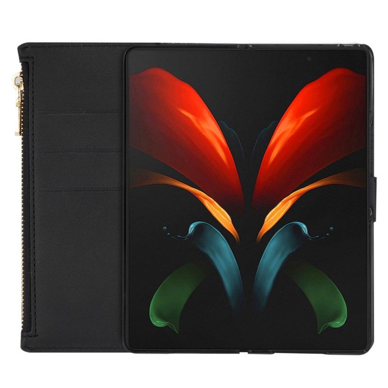 Flip Cover Samsung Galaxy Z Fold 4 Ultra Pailletter Med Strop