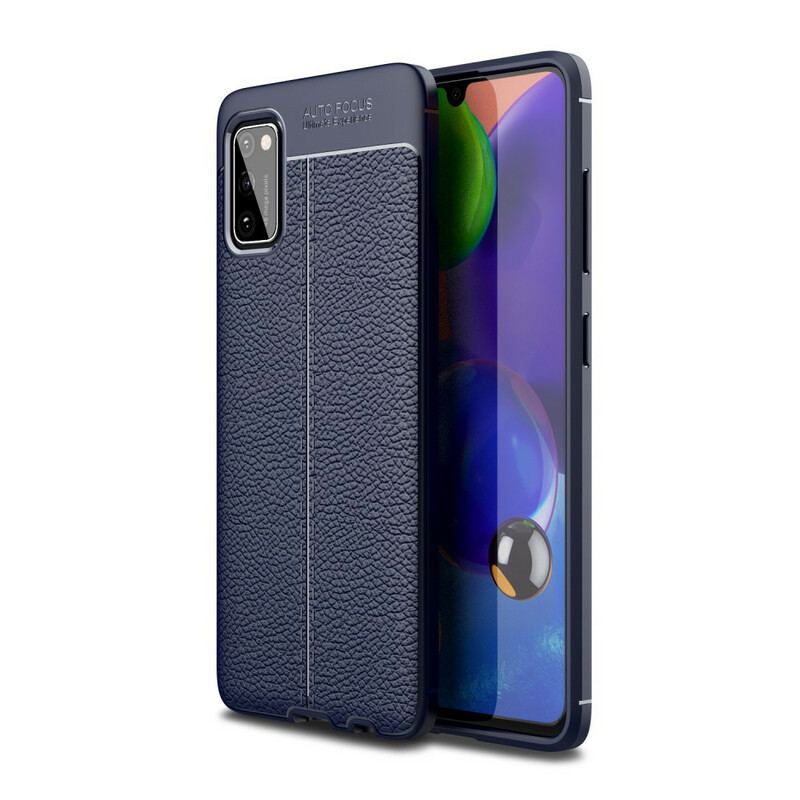 Cover Samsung Galaxy A41 Dobbelt Linje Litchi Læder Effekt