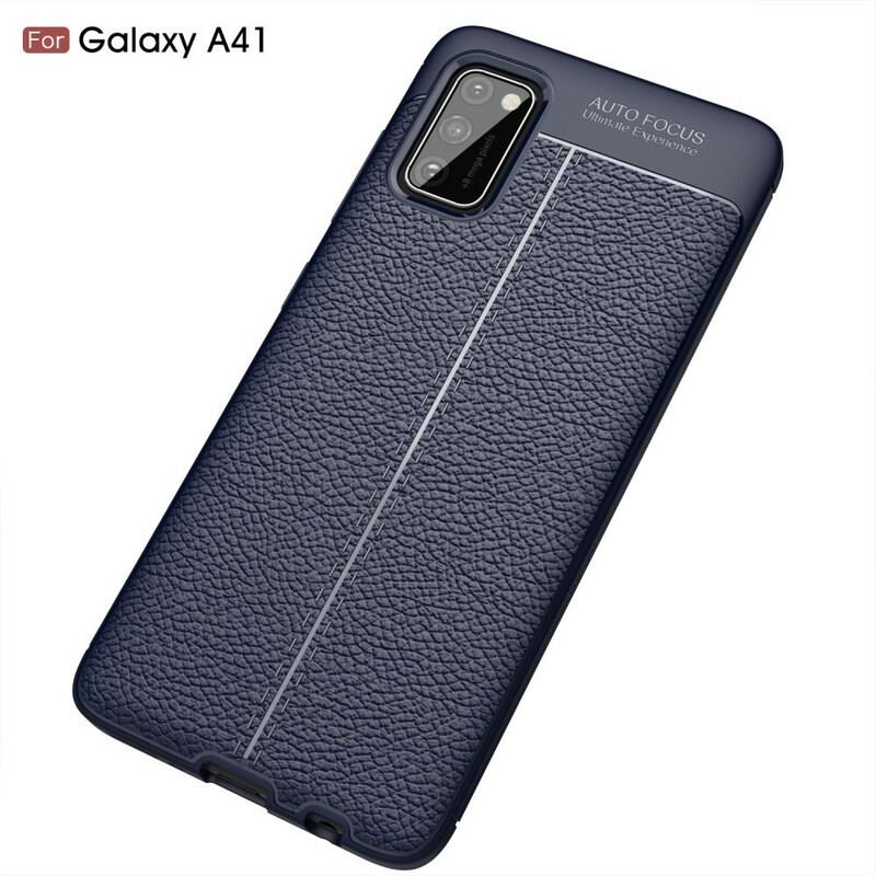 Cover Samsung Galaxy A41 Dobbelt Linje Litchi Læder Effekt