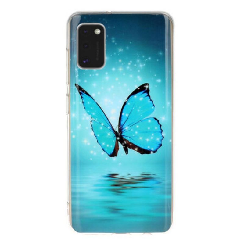 Cover Samsung Galaxy A41 Fluorescerende Blå Sommerfugl