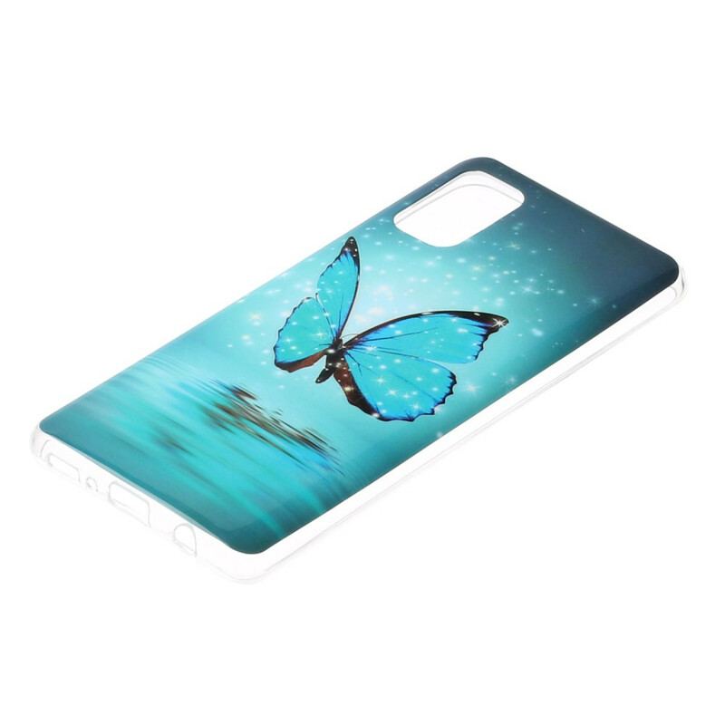 Cover Samsung Galaxy A41 Fluorescerende Blå Sommerfugl