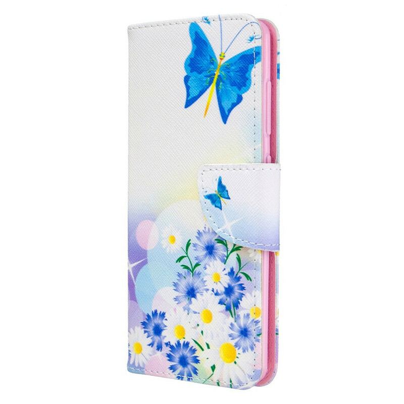 Flip Cover Samsung Galaxy A41 Malede Sommerfugle Og Blomster