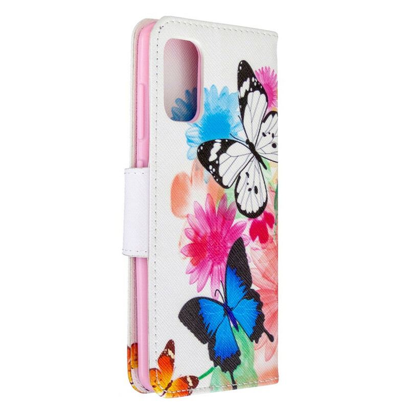 Flip Cover Samsung Galaxy A41 Malede Sommerfugle Og Blomster