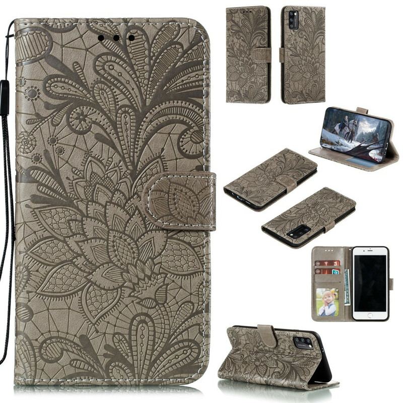 Flip Cover Samsung Galaxy A41 Med Snor Rem Tribal Flowers