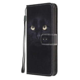 Flip Cover Samsung Galaxy A41 Med Snor Strappy Black Cat Eyes