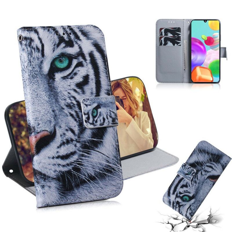 Flip Cover Samsung Galaxy A41 Tiger Ansigt