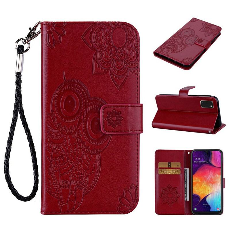 Flip Cover Samsung Galaxy A41 Ugle Mandala Og Lanyard