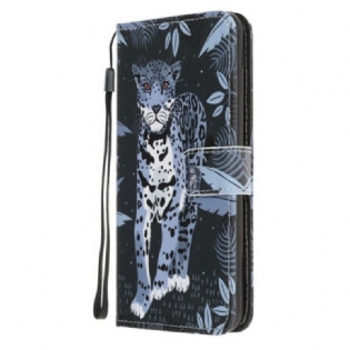 Læder Cover Samsung Galaxy A41 Med Snor Strappy Leopard